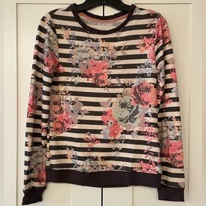 Women Floral Pattern long sleeve crewneck sweatshirt